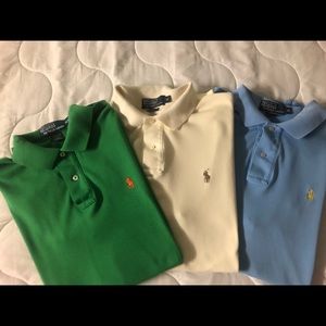 (3) Fitted used Medium Ralph Lauren Polo shirts.